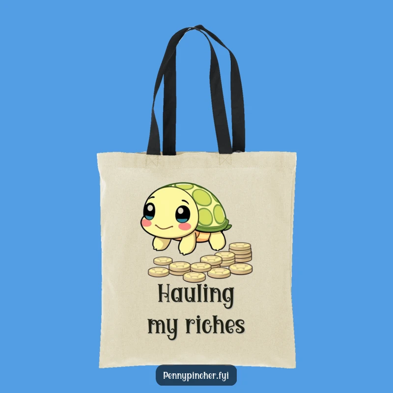 Funny Turtle Pennies Tote Bag: Carry Your Fortune, Slowly!