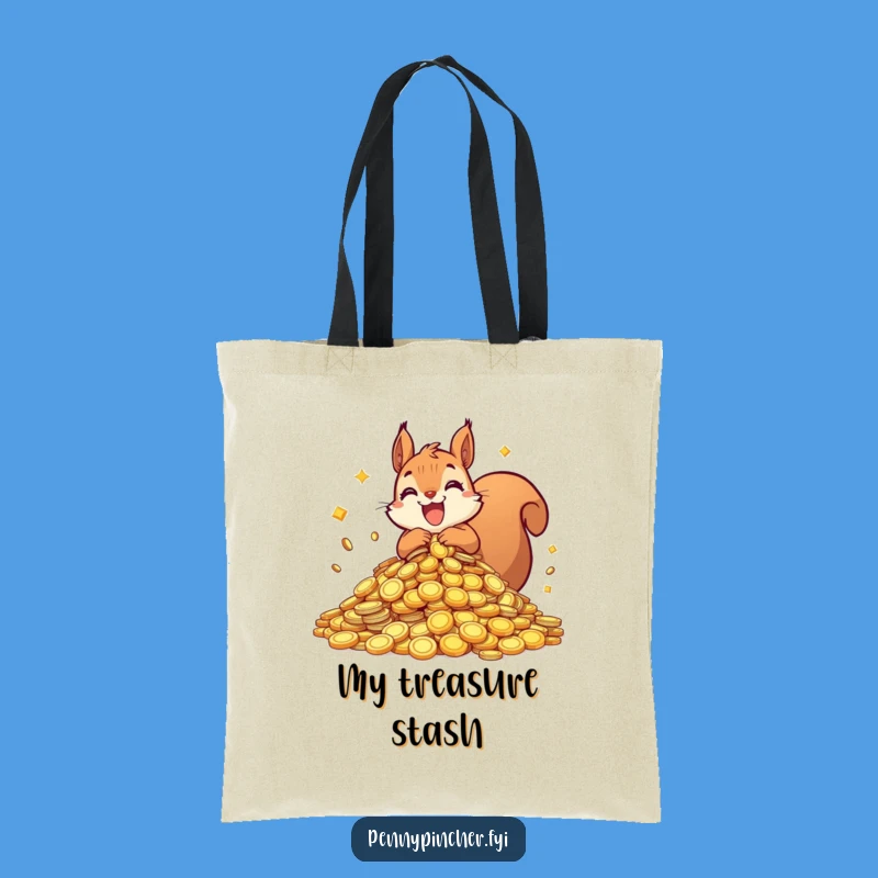 Funny Squirrel Hoarding Tote Bag: Treasure Collector, Fun Gift